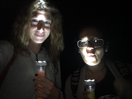 holding flashlights for ur night hike to the Volcano Batur