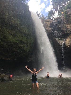 in the water of Tegenungan waterfalls
