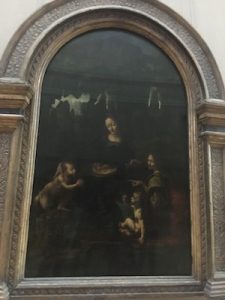 Painting of the Virgin of the Rocks in Louvre