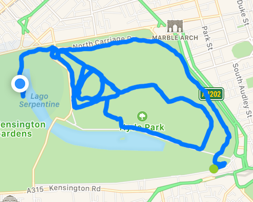 My 10k run in Hyde Park of London