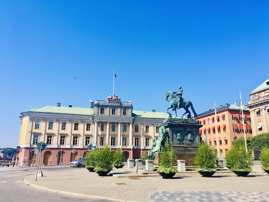 Statue of King Gustav Adolf in the middle of Gustav Adolf Torg