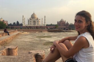 View of the Taj Mahal from the Moon Garden, one of the things to do in Agra