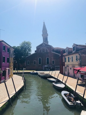 The leaning bell tower of Burano