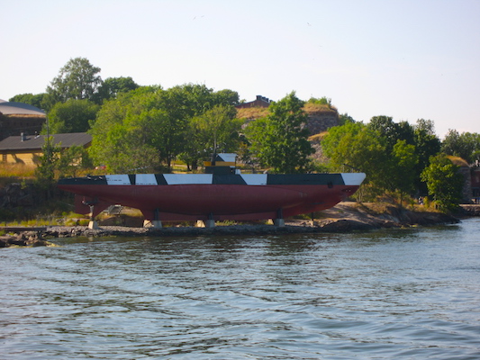 Vesikko submarine of Suomenlinna seen from the sea