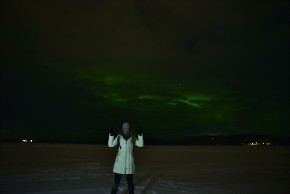 Io che sono finalmente riuscita a vedere l'aurora boreale a Akaslompolo 